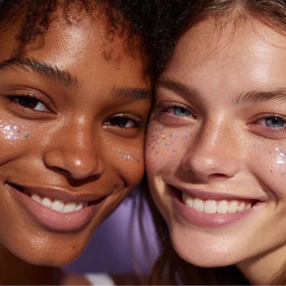 Gesichtssticker – silberne Glitzersommersprossen, 3 Stück