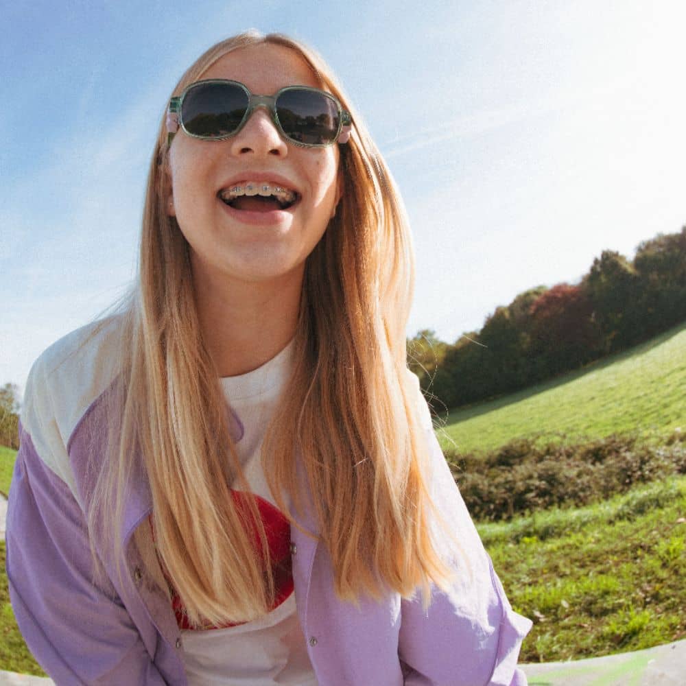 Flexible polarisierte Kindersonnenbrille Urban 7-12 J. - Green Lavender