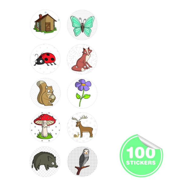 Stempel mit Aufklebern – Wald