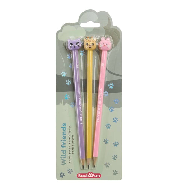 3er-Set HB-Bleistifte – Wild Friends, 3 Stück