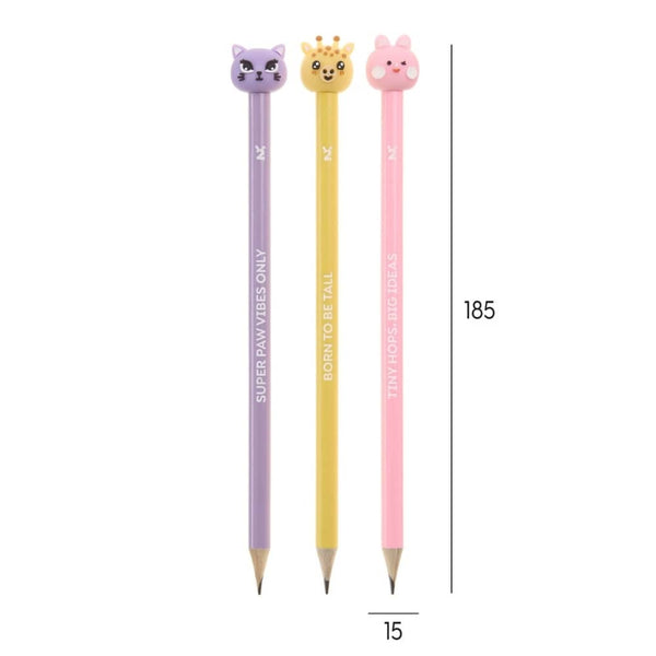 3er-Set HB-Bleistifte – Wild Friends, 3 Stück