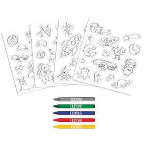 Aufkleber-Set zum Ausmalen mit Buntstiften – Weltraum, 58 Stück