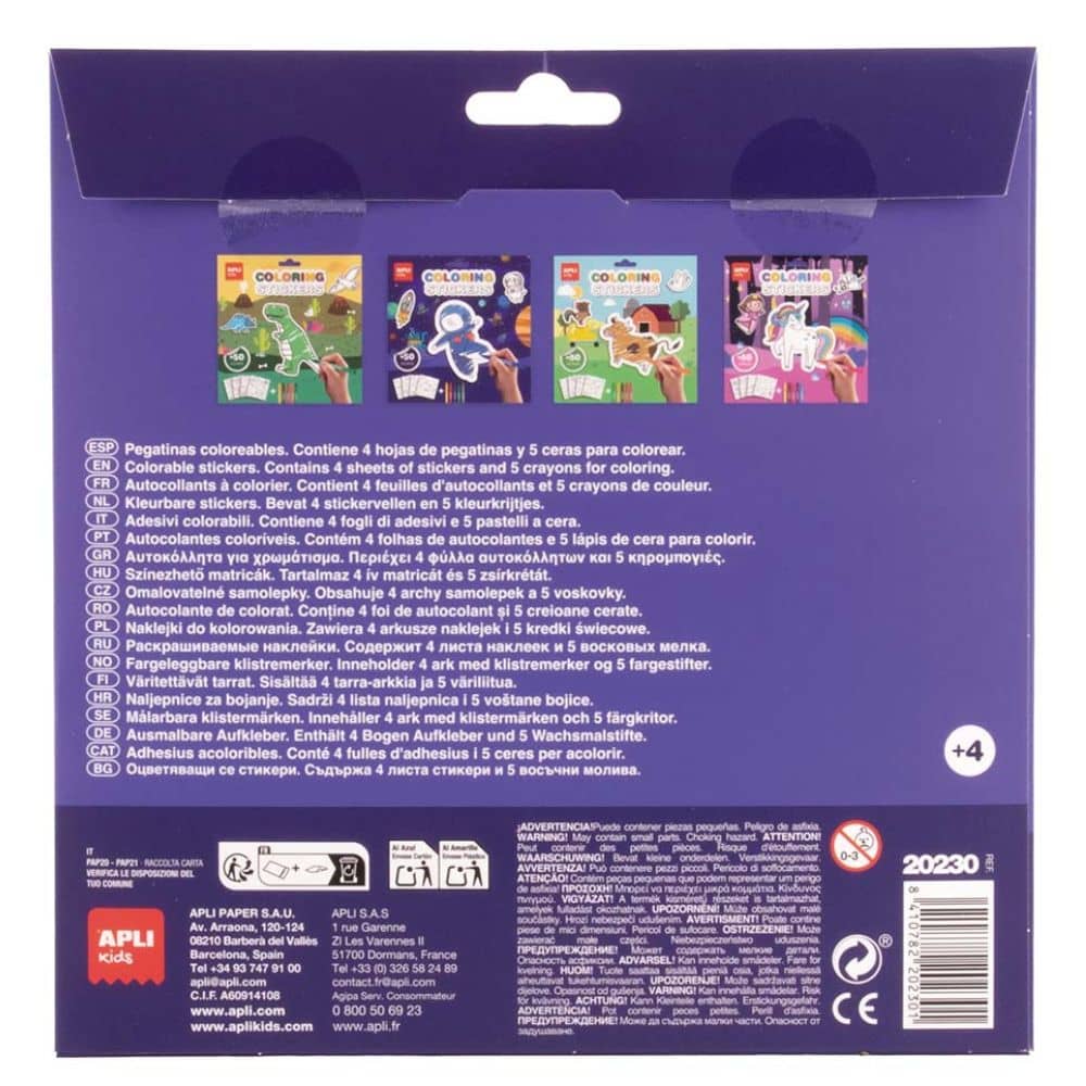Aufkleber-Set zum Ausmalen mit Buntstiften – Weltraum, 58 Stück