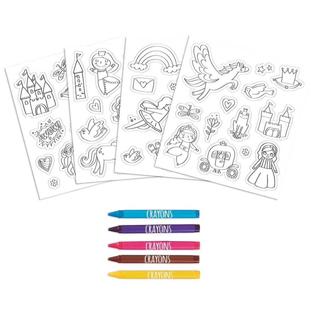 Aufkleber-Set zum Ausmalen mit Buntstiften – Prinzessinnen, 55 Stück
