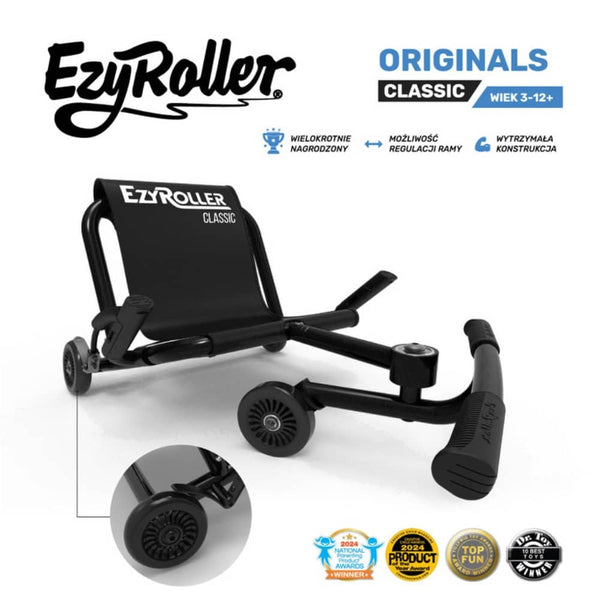 Kinderfahrzeug & Sitz-Gokart mit Beinantrieb - Classic Metal Black (3-12 Jahre)