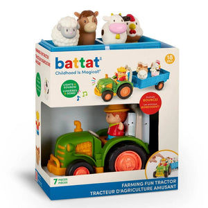 Traktor mit Anhänger, Bauer und Tieren Battat – Farming Fun Tractor