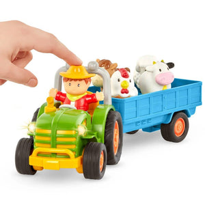 Traktor mit Anhänger, Bauer und Tieren Battat – Farming Fun Tractor