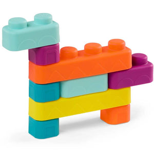 Miękkie klocki sensoryczne z wagonikami B. Toys – Buildin’ Squishies