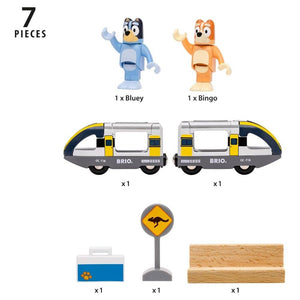 Übersicht aller 7 Teile des Bluey Trains