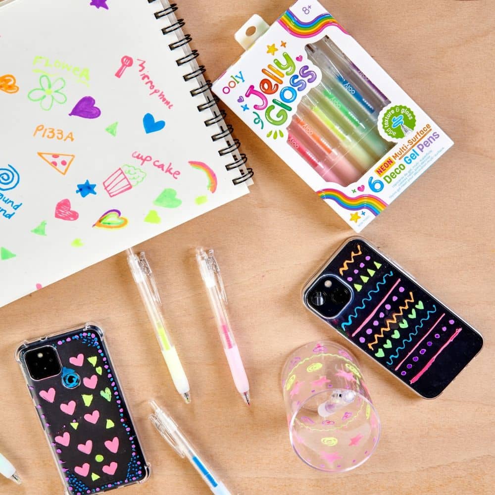 Glitzernde 3D-Gelstifte zum Verzieren von Glas und Kunststoff – Jelly Gloss, 6 Stück