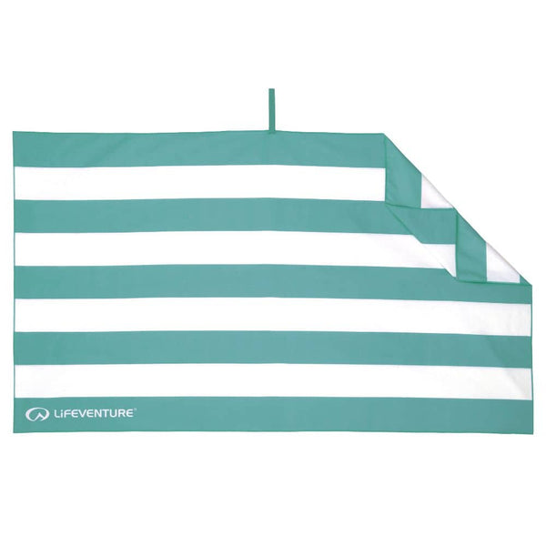 Schnelltrocknendes Handtuch - SoftFibre Recycled, Aqua Stripe (150 × 90 cm)