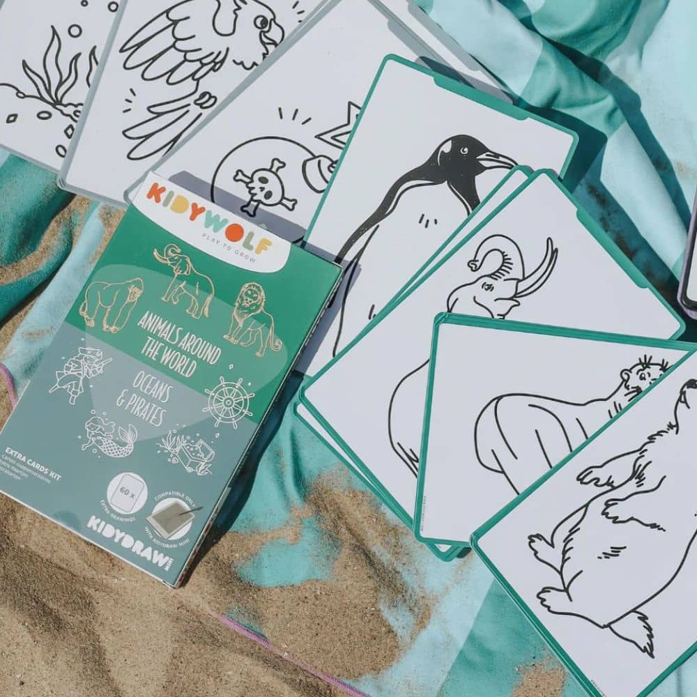 Nachfüllkarten – Kidydraw Mini – Tiere der Welt / Ozean und Piraten (60 Stück)