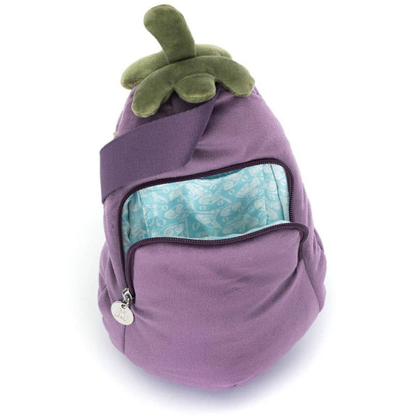 Plüsch-Umhängetasche Lustige Aubergine (28 cm)