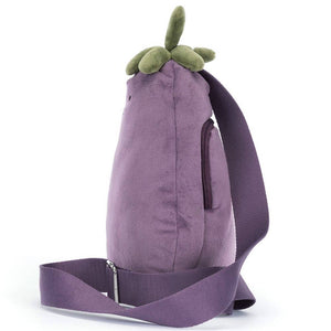 Plüsch-Umhängetasche Lustige Aubergine (28 cm)