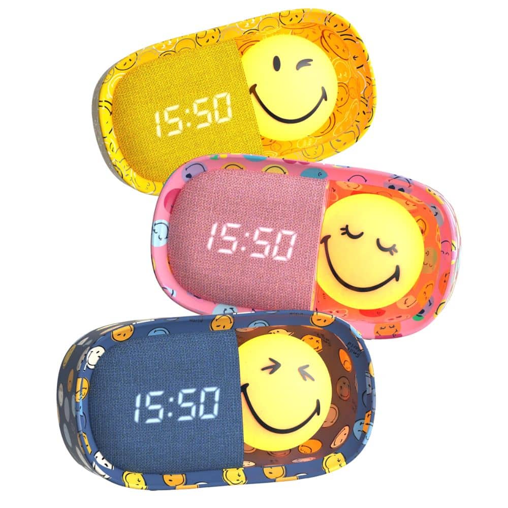 Kinderwecker mit Nachtlicht MOB Smiley World in Gelb