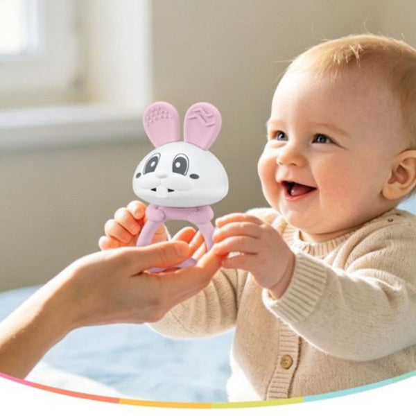 Beißring Rassel 2in1 – Kaninchen Bunny Pink