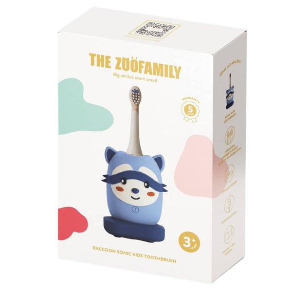 Verpackung der Kinder-Schallzahnbürste Waschbär von The Zoofamily