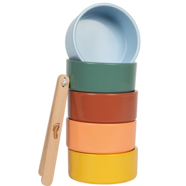 Montessori Sortierspiel - mit Zange (5 Schalen, 15 Elemente)