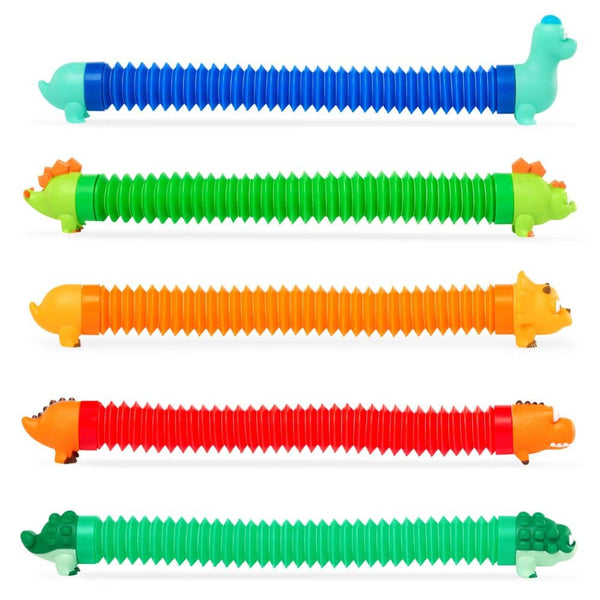 Battat Li'l Dino Buddies - 5 Dinosaurier mit gedehnten Röhren