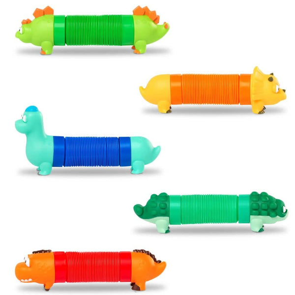 Battat Li'l Dino Buddies - 5 Dinosaurier mit zusammengeschobenen Röhren