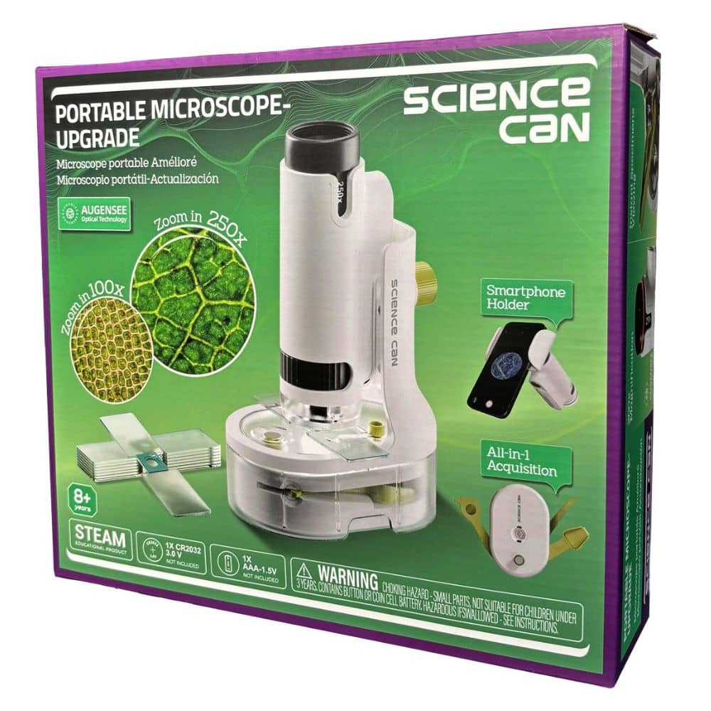 Tragbares Mikroskop von Science Can mit Verpackung