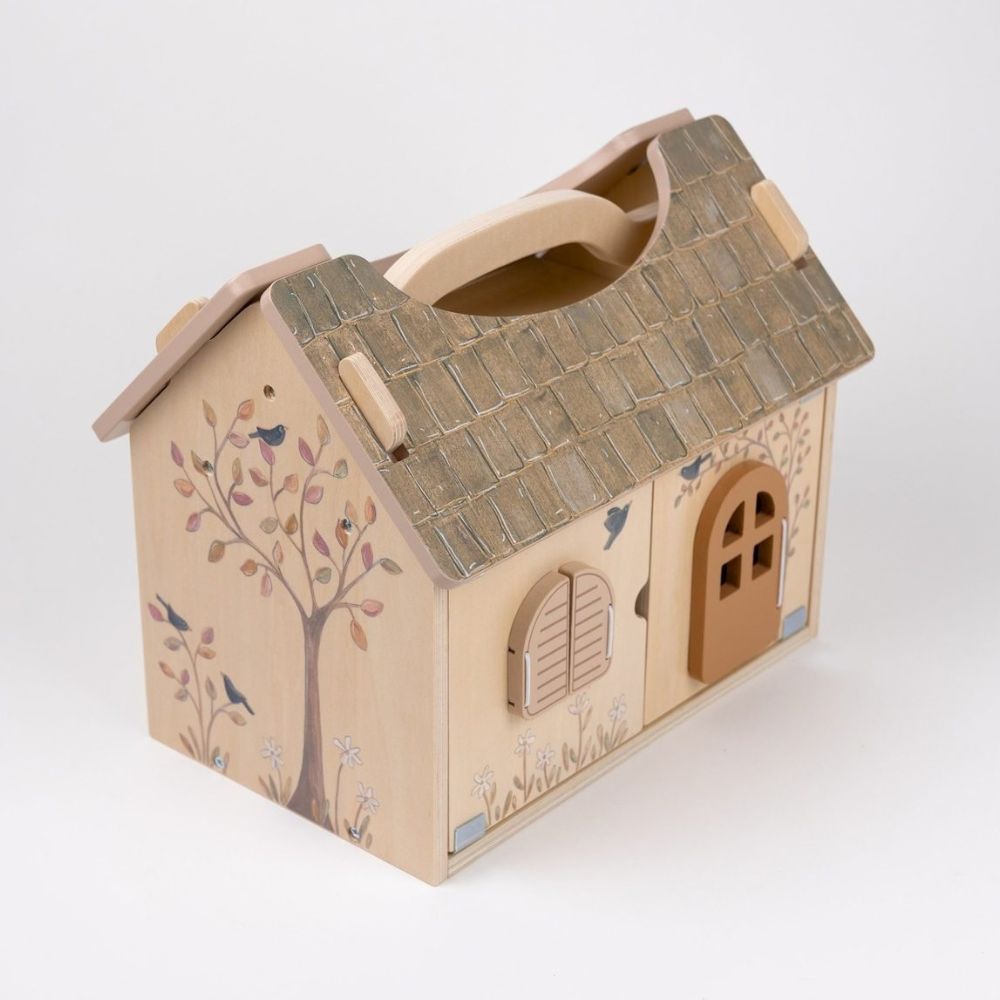 Holz-Puppenhaus - Puppenhaus mit Eichhörnchen (22 x 28 x 32 cm)