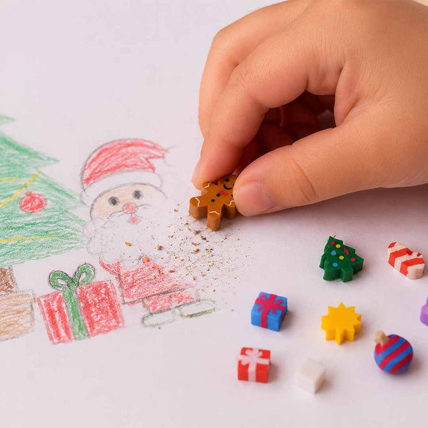 Weihnachtsbleistift mit Mini-Radiergummis – Stern