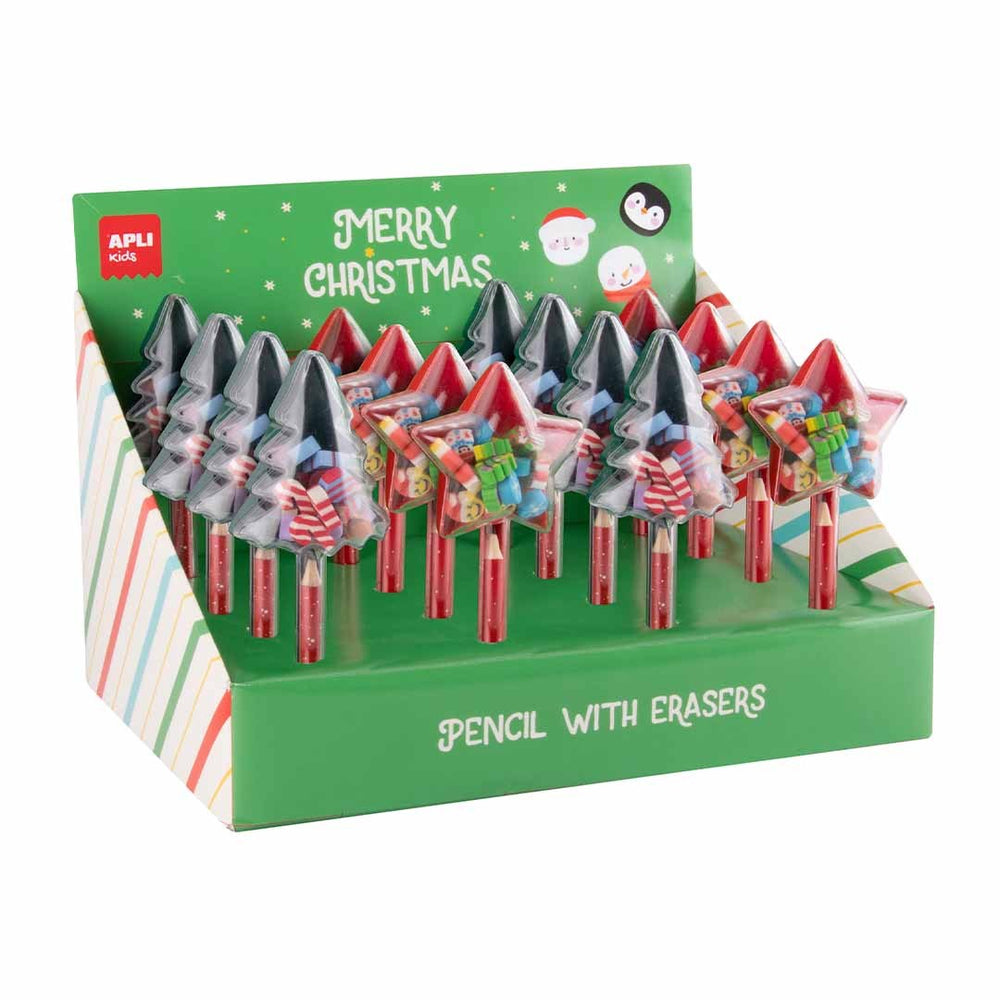 Weihnachtsbleistift mit Mini-Radiergummis – Tannenbaum