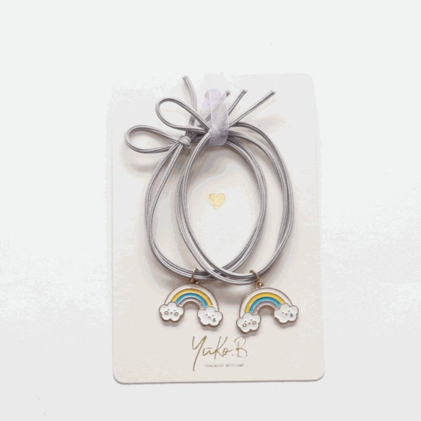 Yuko B. Haargummi-Armbänder Regenbogen - 2 Stück - Ansicht 3