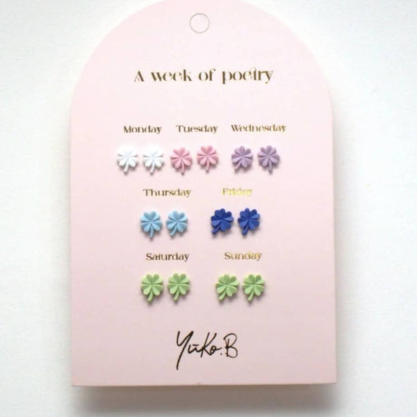 Yuko B. Ohrstecker-Set Poesie-Woche Glück mit 7 Paar - Ansicht 2