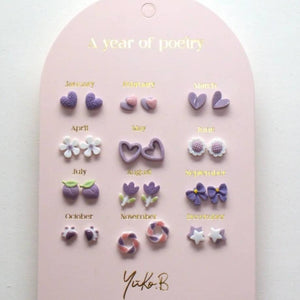 Yuko B. Ohrstecker-Set Poesie-Jahr Lila mit 12 Paar - Ansicht 2