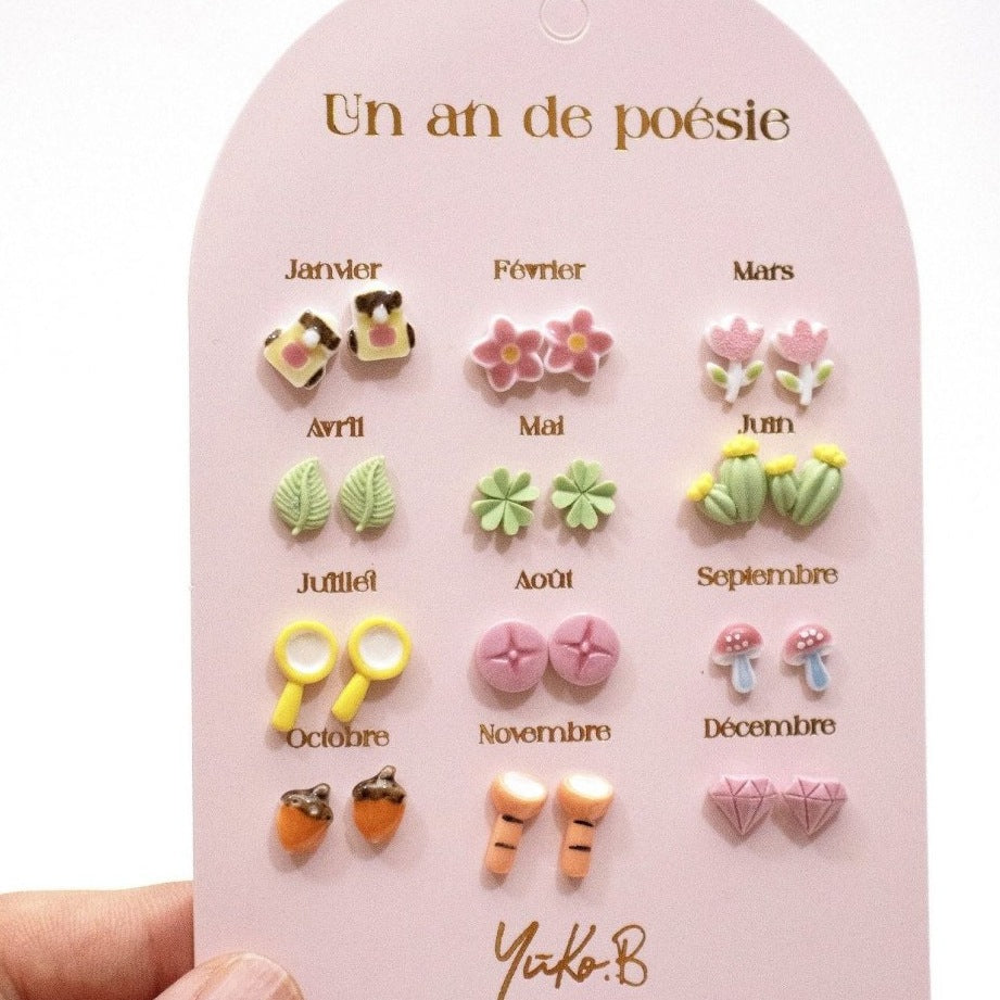 Yuko B. Ohrstecker-Set Poesie-Jahr Kleine Entdecker mit 12 Paar
