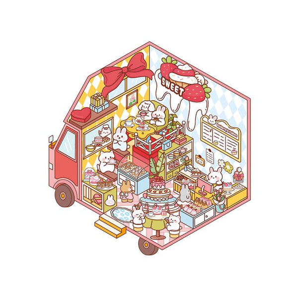 Janod Cosy Stickers Tiny Trucks - fertige Szene roter Truck