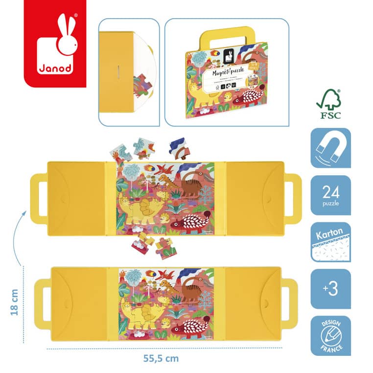 Janod Magnetpuzzle Magneti'Puzzles Dinosaurier