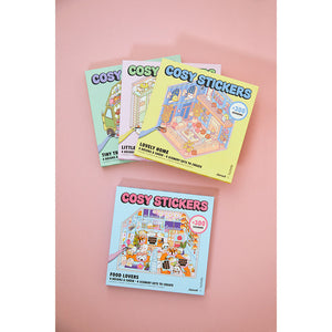 Cosy Stickers Sets der Serie auf rosa Hintergrund