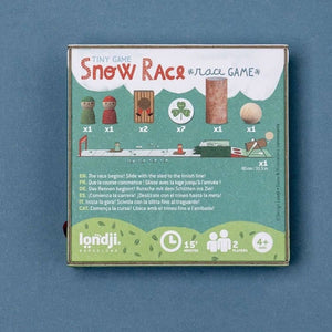 Londji Snow Race - Rückseite der Verpackung mit Spielinhalt