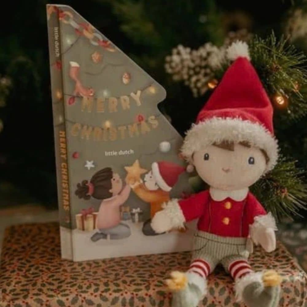 Weihnachts-Geschenkset von Little Dutch - Pappbilderbuch mit Plüschfigur Jim