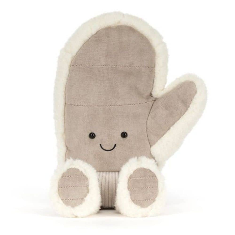 Jellycat Plüsch-Fäustling in Creme-Beige mit Gesicht, 27 cm