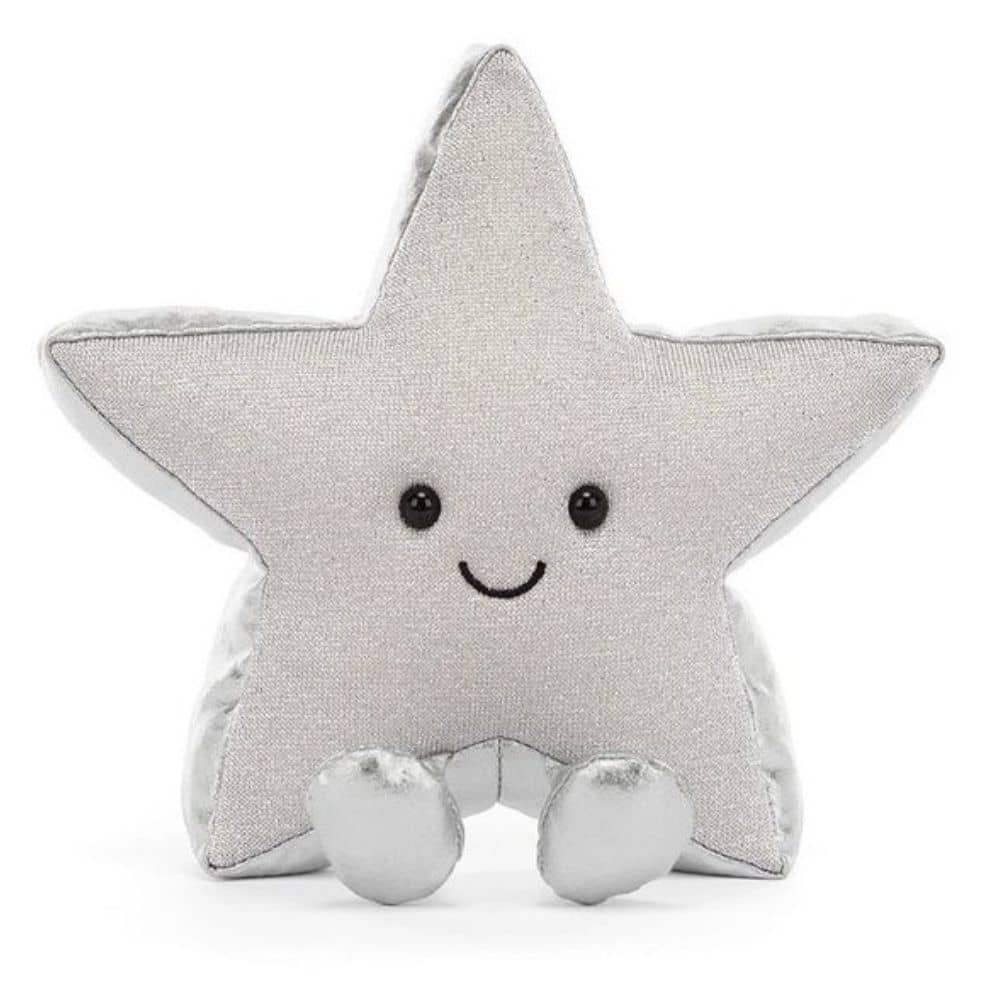 Jellycat Amuseables Silver Star - Plüschstern in Silbergrau, 17 cm