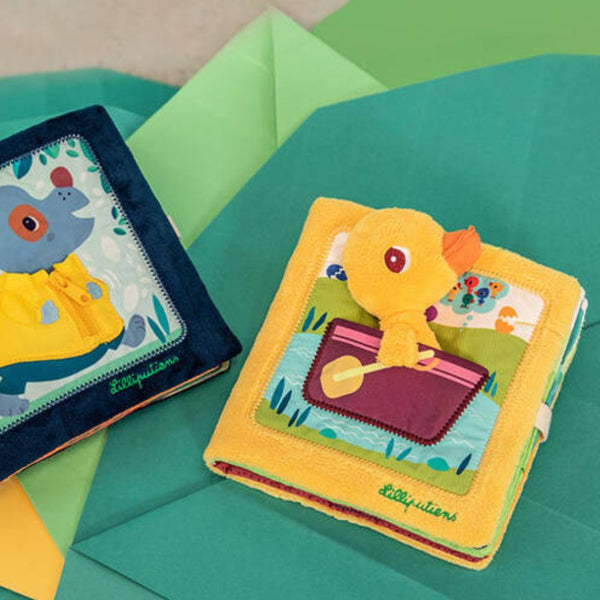 Stoffbuch Ente Gaspard neben einem weiteren Lilliputiens Stoffbuch
