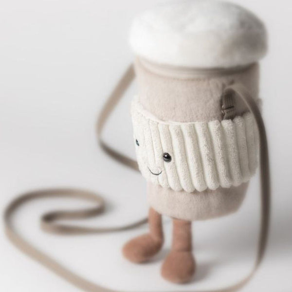 Jellycat Plüschtasche Coffee-to-go-Becher mit Gesicht, Nahaufnahme