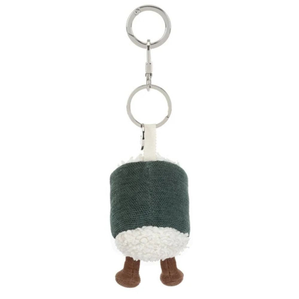 Jellycat Taschenanhänger Sushi Hosomaki mit Gesicht und Metallkarabiner, Vorderansicht