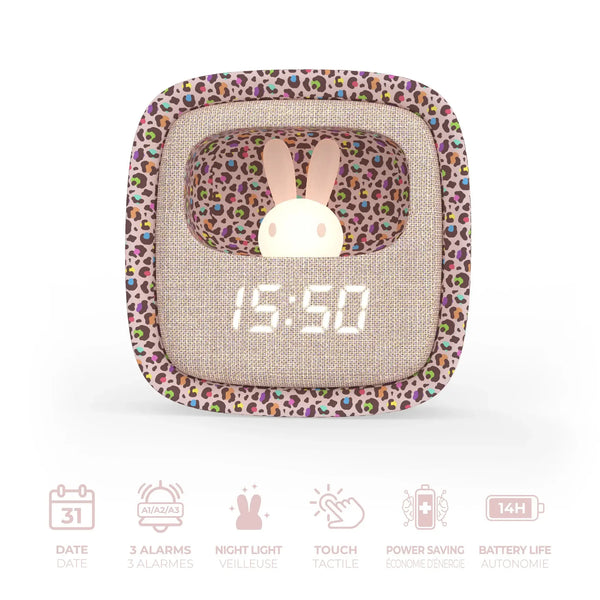 Wecker mit Lampe und Schlummerfunktion Billy - Regenbogen-Leopard