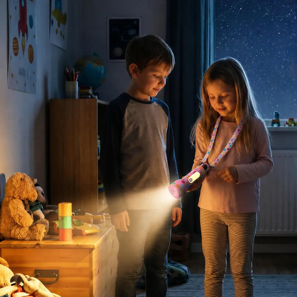 Kinder-Taschenlampe aus Silikon MOB Smiley World in Rosa