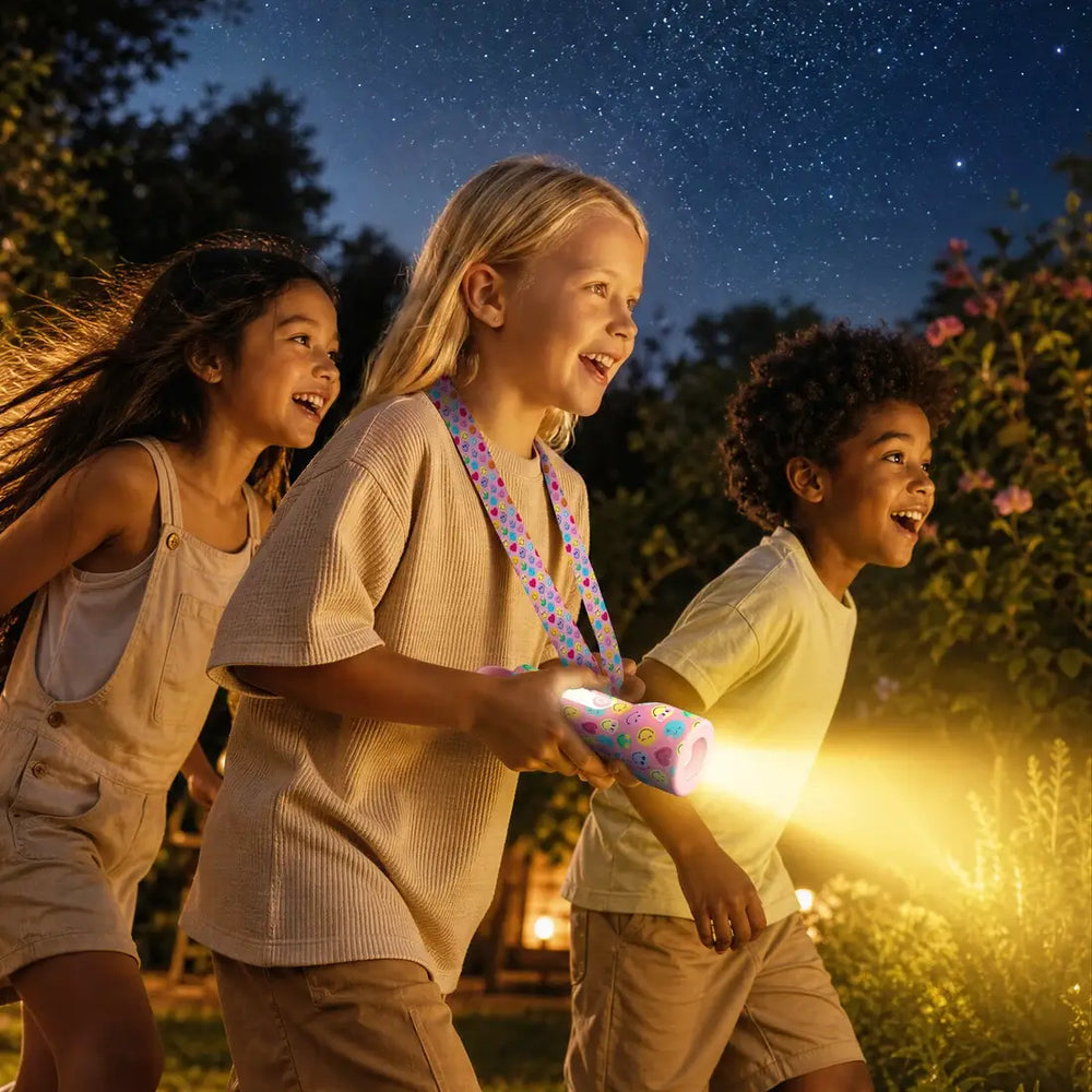 Kinder-Taschenlampe aus Silikon MOB Smiley World in Rosa