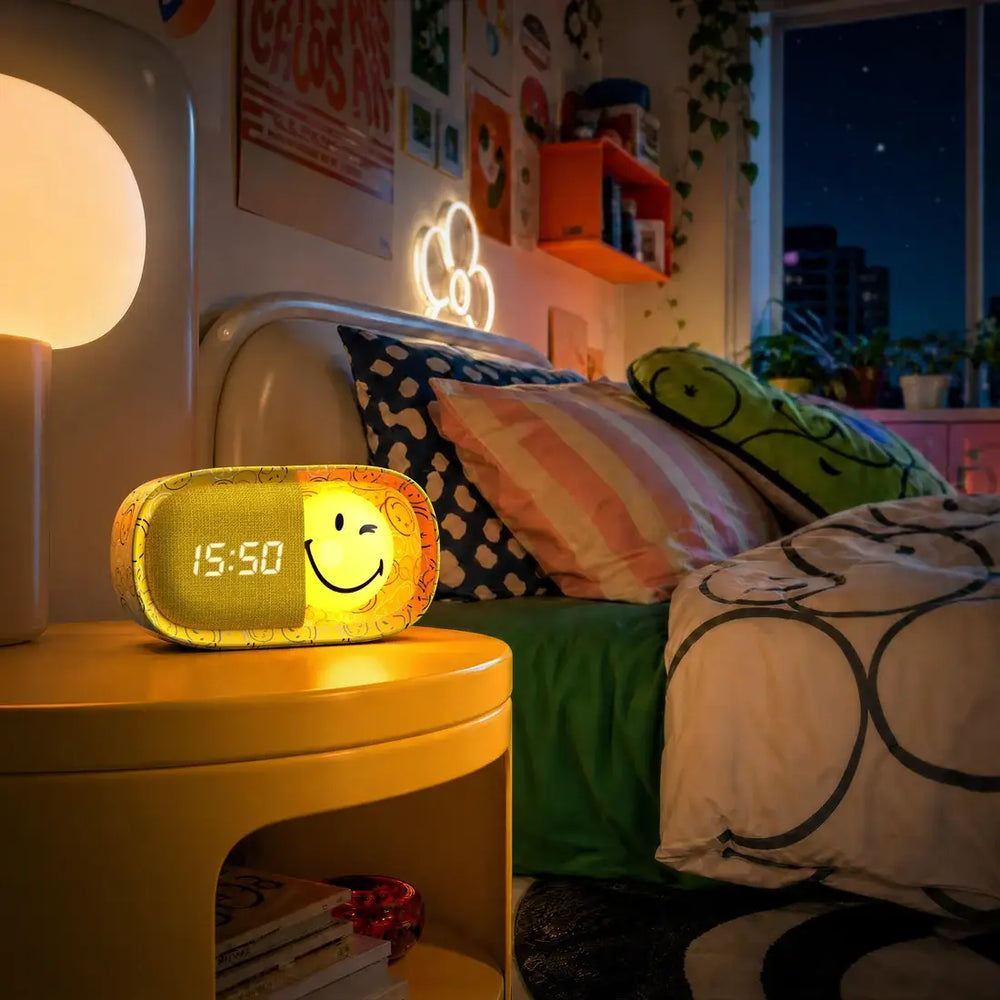 Kinderwecker mit Nachtlicht MOB Smiley World in Gelb