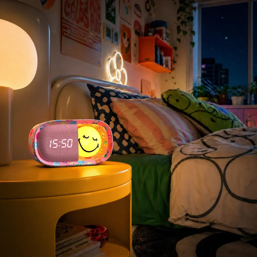 Kinderwecker mit Nachtlicht MOB Smiley World in Rosa