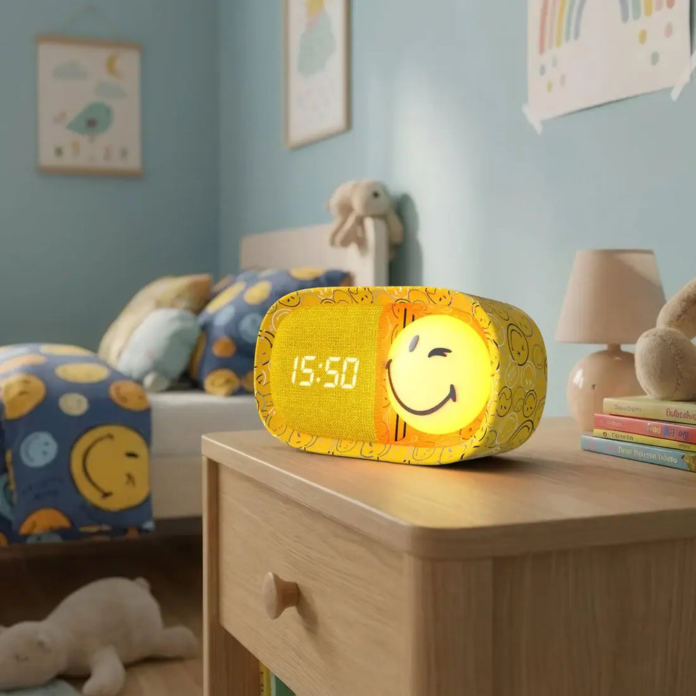 Kinderwecker mit Nachtlicht MOB Smiley World in Gelb