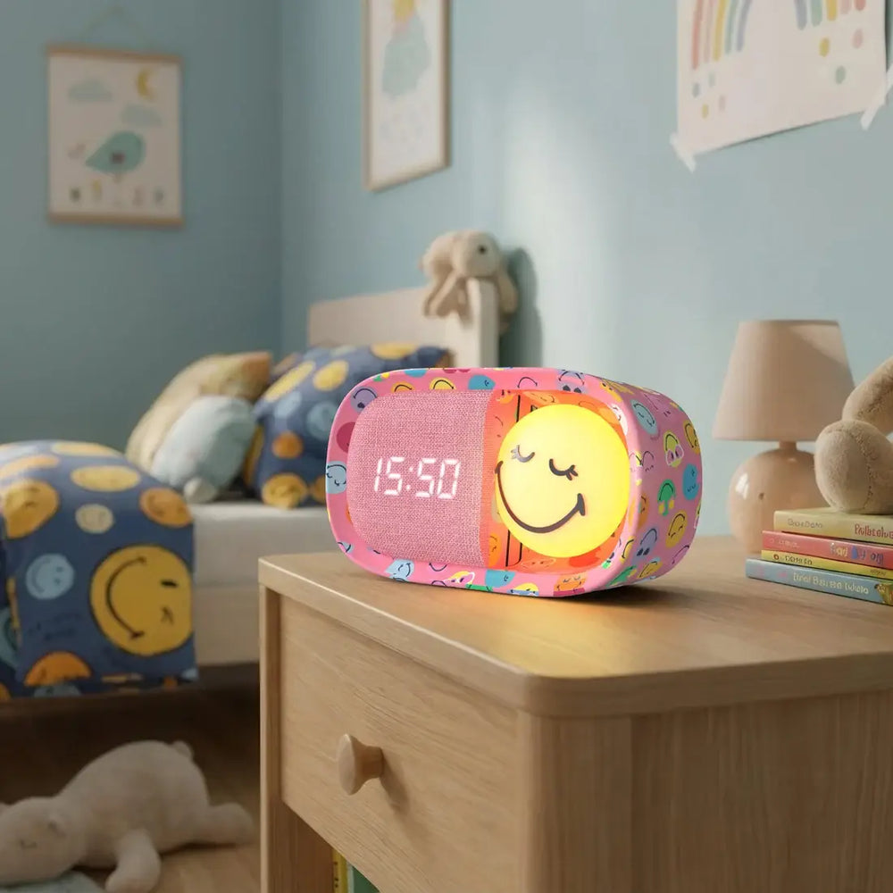 Kinderwecker mit Nachtlicht MOB Smiley World in Rosa