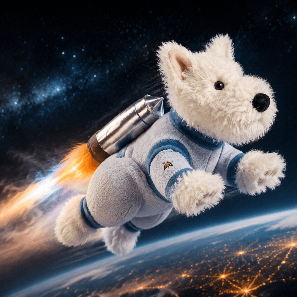 Plüschtier Terrier Astronaut - Cream (23 cm)